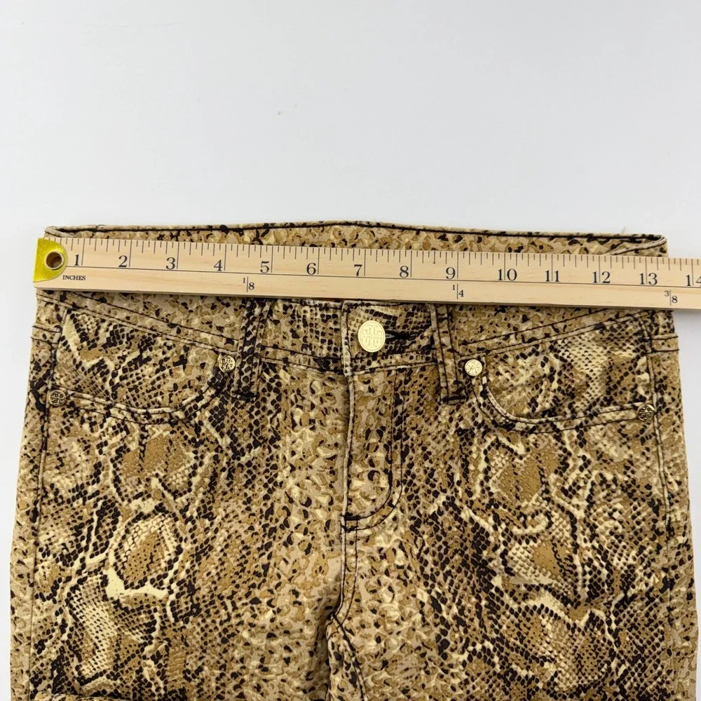 Tory Burch Super Skinny Snakeskin Print Pants Brown Tan Stretch Size 24 11101266